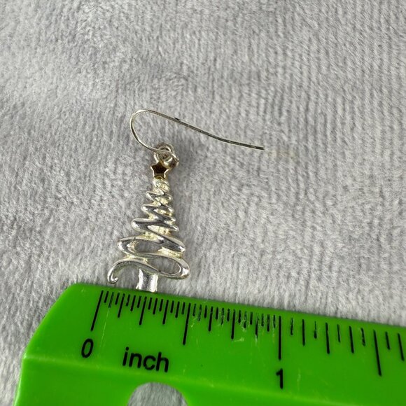 Christmas Tree Drop Earrings Set Of 2 Handmade Polymer Clay & Silver-Tone Metal - Picture 12 of 12